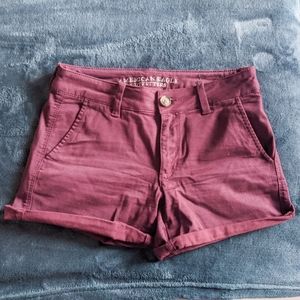American eagle AE midrise shorts in burgundy
